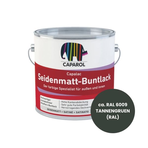 Restposten – Caparol Capalac Seidenmatt-Buntlack – 2,5 Liter – RAL 6009 TANNENGRUEN (RAL)