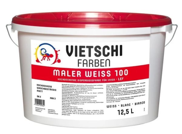 VIETSCHI Maler Weiss 100 LEF Wandfarbe – 12,5 Liter