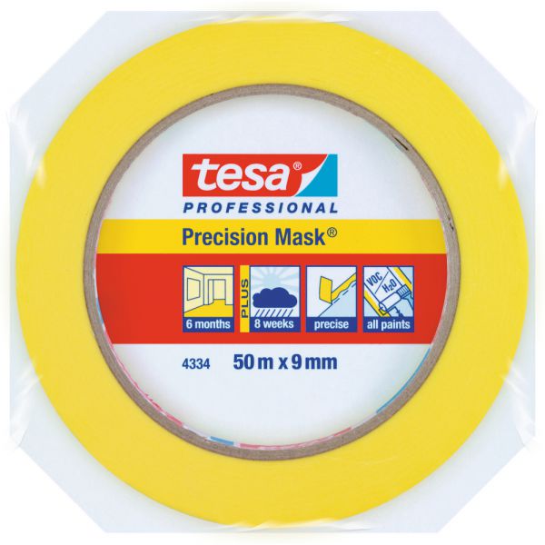 tesa Präzisionskrepp Plus 4334 – 50 Meter, Gelb