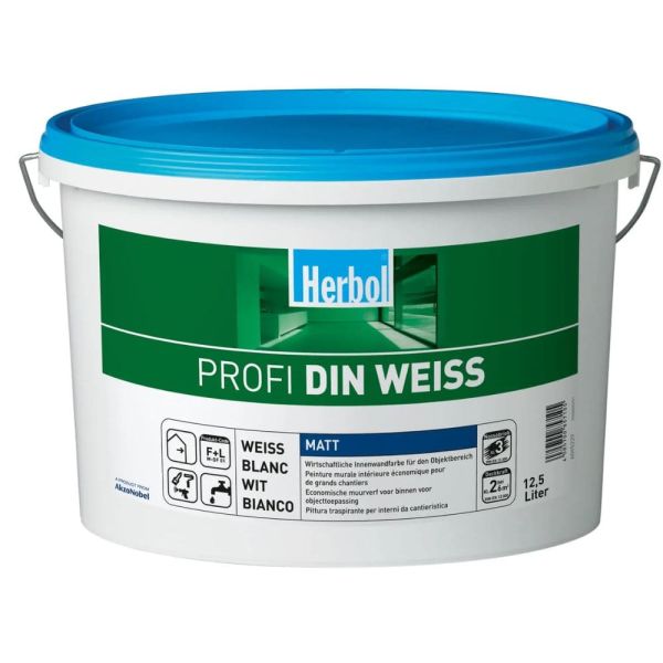 Restposten – Herbol Profi DIN Weiss Wandfarbe – 12,5 Liter