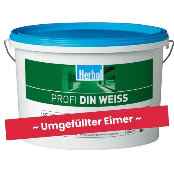 Restposten – Herbol Profi DIN Weiss Wandfarbe – ca. 12 Liter – Umgefüllter Eimer