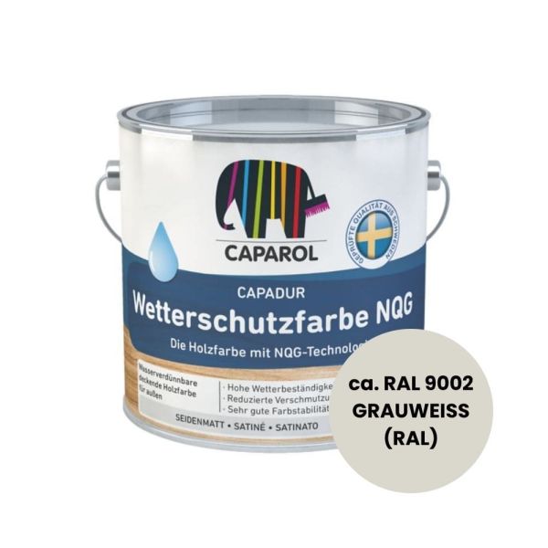 Restposten – Caparol Capadur Wetterschutzfarbe NQG – 0,75 Liter – RAL 9002 GRAUWEISS (RAL)