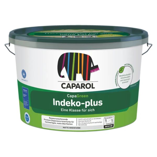 Caparol Indeko Plus Wandfarbe, sehr hoher Weißgrad, doppeldeckend - 5 Liter Weiß 927828