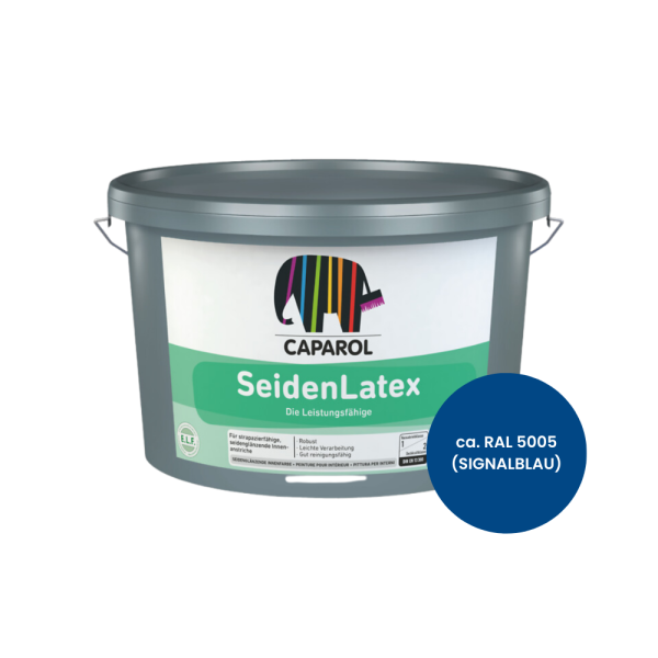 Restposten – Caparol SeidenLatex Wandfabe 2,5 Liter – Getönt in RAL 5005 SIGNALBLAU)