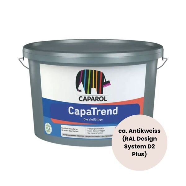 Restposten – Caparol CapaTrend Wandfarbe 5 Liter – Antikweiss (RAL Design System D2 Plus )