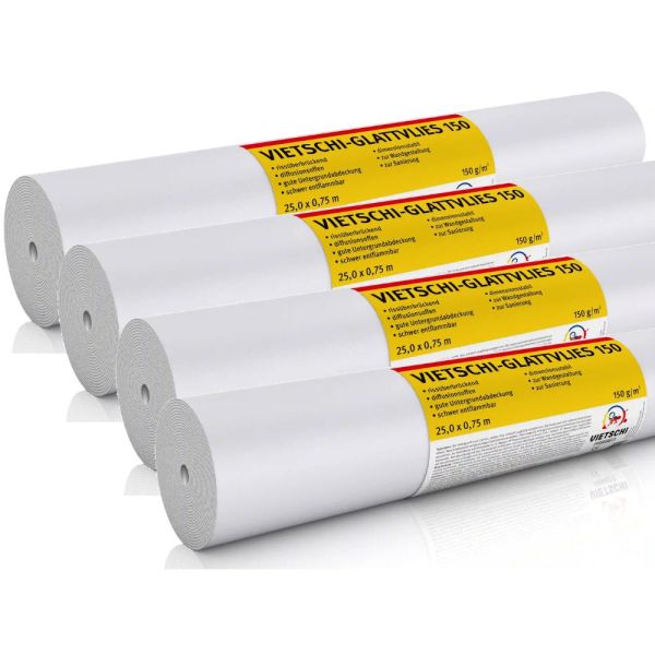 VIETSCHI Glattvlies, weiß, 150 – 25 x 0,75m - Karton - 4 Stück