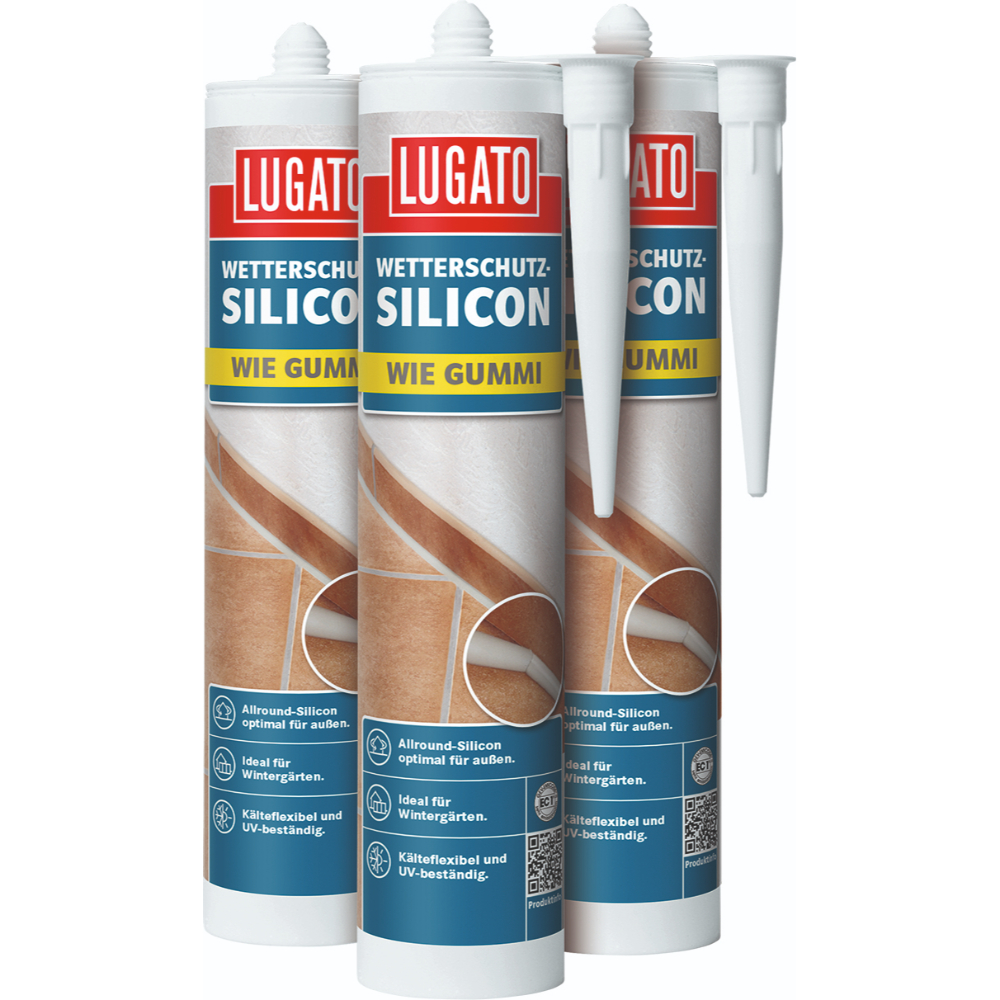 Lugato Wetterschutz-Silikon Wie Gummi silbergrau 310 ml
