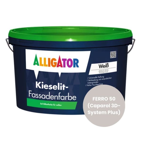 Restposten – Alligator Kieselit Fassadenfarbe – 2,5 Liter – FERRO 50 (Caparol 3D-System Plus)