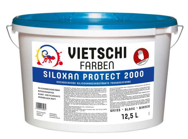 VIETSCHI Siloxan Protect 2000 – Fassadenfarbe mit Algen- u. Pilzschutz – 12,5 Liter