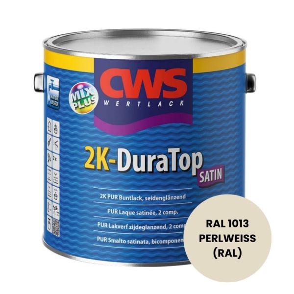 Restposten – CWS Wertlack 2K DuraTop Satin – Grundmasse 2,25 L - Komp. A – RAL 1013 PERLWEISS (RAL)