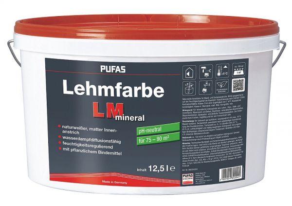 Pufas Lehmfarbe LM Mineral – 12,5 L, naturweiß