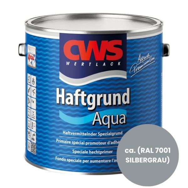 Restposten – CWS WERTLACK Haftgrund Aqua 1 Liter – RAL 7001 SILBERGRAU