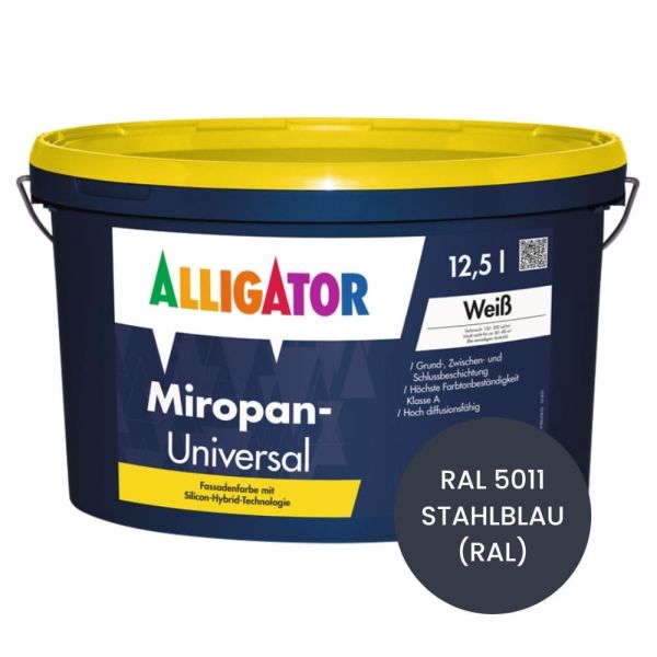 Restposten – Alligator Miropan-Universal Fassadenfarbe – 12,5 Liter – RAL 5011 STAHLBLAU (RAL)