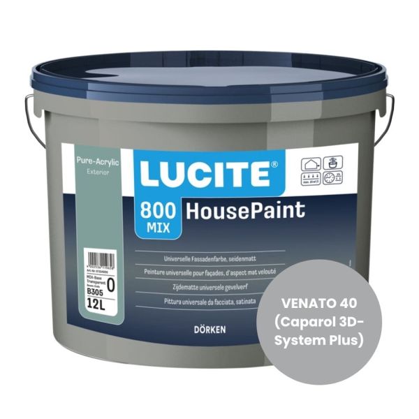 Restposten – LUCITE 800 House-Paint Fassadenfarbe – 1 Liter – VENATO 40 (Caparol 3D-System Plus)
