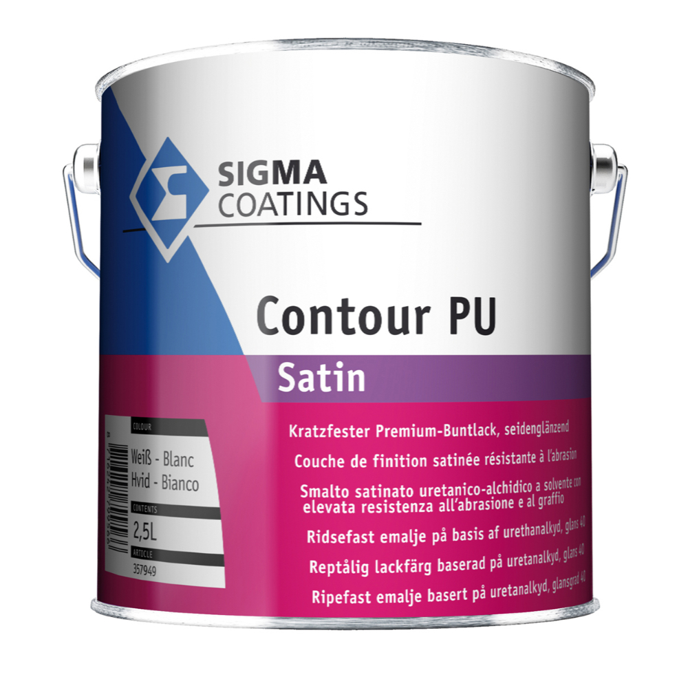 Sigma Contour Aqua-PU Spray Satin – 2,5L, Seidenglänzend, Wasserverdünnbar, Für Innenräume